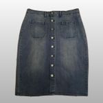 Haute Hippie Darcy Medium Wash Denim Button Front Pencil Skirt Jean Sz 14 Y2K Photo 0