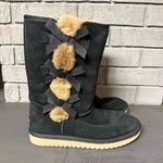 Koolaburra by Ugg Victoria Tall Boots Suede Black 1015875 Bows Womens Size 8 Photo 2