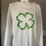 White Long Sleeve Shirt with Green Shamrock Size XXL Photo 2