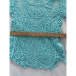 Blue Sheer Embroidered Lace Top Womens Medium Floral Boho Festival Layer Beach Photo 8