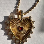 Gold heart rhinestones necklace non tarnish Photo 0