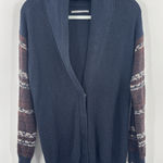 Rubbish Snap Up Knit Dark Navy Cardigan Sweater Southwestern Women's Medium Photo 0