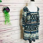 Band of Gypsies Blue Boho Floral & Paisley Dress Size Medium Photo 3