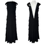 Alex Evenings Dress 12 Tiered Ruffle Chiffon Satin Gown Rhinestone Shawl Collar Photo 5