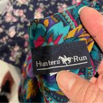 Beautiful teal floral paisley vintage flowy pleated skirt drop waist dress 80’s Blue Photo 10