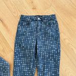 The Kript  - High Waist Skinny Flare Jeans in Warped Dot Denim in Blue Photo 2