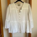 Burberry White Gauzy Peplum Henley Blouse Women Size 4 Photo 6