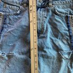 Free People Distressed Denim summer Mini Skirt beaded details cutoof fringe Photo 6