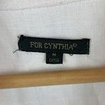 For Cynthia  White 100% Linen Long Convertible Sleeve Blouse Top M Photo 4