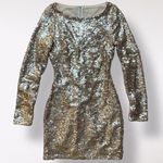 Just Me Rose Gold All Over Sequin Long Sleeve Body Con Mini Dress Size XS Party Photo 0
