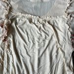 Knox Rose  Women's Oatmeal Flutter Short Sleeve Embroidered Shirt - Size XS - NWT Photo 6