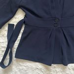 The Fold London Clever Crepe Kimono Jacket Short Sleeve Tie Waist Navy Sz 8 Blue Photo 6