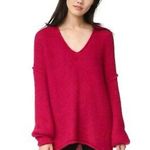 Free People All Mine Sweater Raspberry Size XS Pink V Neck Alpaca Wool Photo 1
