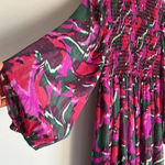 MISA Los Angeles MISA Jessa Turtleneck Smocked Print dress in Holiday Sparkle Photo 11