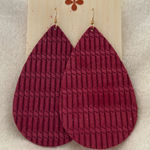 Nickel & Suede Women’s Leather Textured‎ Large Teardrop Earrings Pink Photo 0