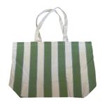 Sézane Sezane on the Road Canvas Tote Bag Bonjour Los Angeles Large Striped Green Photo 1