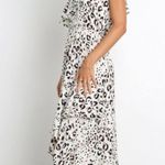 Petal and Pup  White Dress Adette Midi Dress Animal Print One Shoulder Size 6 Photo 2