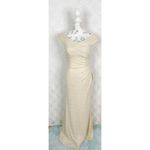 Cecilia Couture Off Shoulder Ruched Mermaid Gown‎ Ivory Size 6 Gold Photo 2