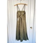 Anthropologie • Sueded Slip Midi Dress green faux suede strappy a-line Photo 7