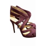 Jimmy Choo  Women's Suede Sandal High Heels Burgandy Size 40.5 Designer Luxury Photo 13