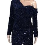 Lush Clothing Lush One Shoulder Bodycon Dress Sequin Faux Wrap Midnight Small Photo 1