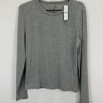 J.Crew Stretch Linen Long Sleeve Top Heather Gray Crewneck Lightweight Large NWT Photo 1
