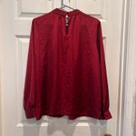 NWT J Crew Mock Neck Pleated Long Sleeve Blouse Shirt Top Women Burgundy Size L Red Size L Photo 3