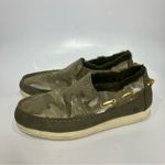 Sperry Moc-sider slip on shoes metallic camouflage women’s size 8.5 faux fur Photo 4