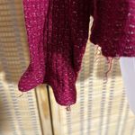 Juicy Couture Deep Red Cropped Vneck Sweater Metallic Collar Ragged Edges Large Photo 12