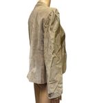 Vintage Suede Tan Open Front Pocket Jacket Puff Sleeve Womens Juniors 9 10 Photo 3