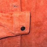 Denim & Co 🧡  Button Front Washable Suede Leather Jean Jacket Size XS Orange Photo 2