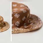 Free People NWT Bandana Bucket Hat - chocolate brown tan - one size Photo 5