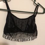 Victoria's Secret Victoria’s Secret Logo And Heart Mesh Unlined Bralette Size Small Black & White Photo 3