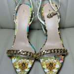 ALDO Women's Floral Gold Chain Heels size 9 stiletto shoes Photo 0