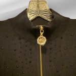 Anne Klein  Black Zip Cardigan Sweater with Rhinestones nwt‎ Photo 4