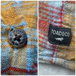 Toad & Co  Organic Cotton Plaid Button Front Shirt Red Yellow Small Photo 3