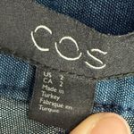 COS Cotton Navy Relaxed Taper Ankle Button Trousers Pants Size 2 Lightweight Photo 5