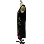 VTG Di Costa 100% Wool Long Black Sweater Vest Embroidered Floral Pattern Sz 8 Photo 4