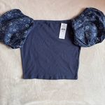 American Eagle NWT AE Crop Floral Puffer Top Photo 1