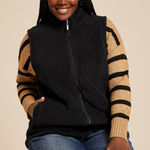Maurice's  RMG Plus Size Favorite Sherpa Fleece Zip Vest Pockets Size XXL Black Photo 0
