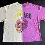 Wild Fable Oakland Chicago Split T Shirt Womens Medium Beige Purple Short Sleeve Baggy Photo 0