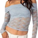 Edikted  Off-The-Shoulder Top Blue lace  Photo 0