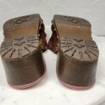 Mudd Vintage Y2K Mules Womens 9 Brown Floral Embroidery Rivets Wooden Platform Photo 12