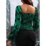 SheIn Women's Romantic Summer Long Sleeve Frenchy Floral Print Lantern Sleeve Blouse S Photo 2