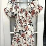 Lucky Brand | White Floral Puff Sleeve Open Tie Back Mini Dress Size S NWT Photo 0