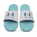 Under Armour  Slides Sandals Womens 10 Blue White Ansa Graphic Logo Photo 1