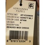 Adrianna Papell Women Blue Beaded Illusion Bell-Sleeve Dress Size 4 Photo 9