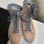Hogan High Top Sneakers Rebel Tan Suede Snakeskin Polka Dot Laces Neutral 37.5 Size 7.5 Photo 6
