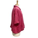 J. Jill 100% Linen Boxy Button Front Pocket Shirt Short Sleeve Magenta size XL Pink Photo 3