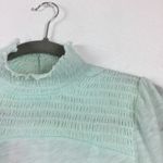 Free People NWT  Caroline Aqua Smocked Turtleneck Lightweight Jersey Top Small Photo 4